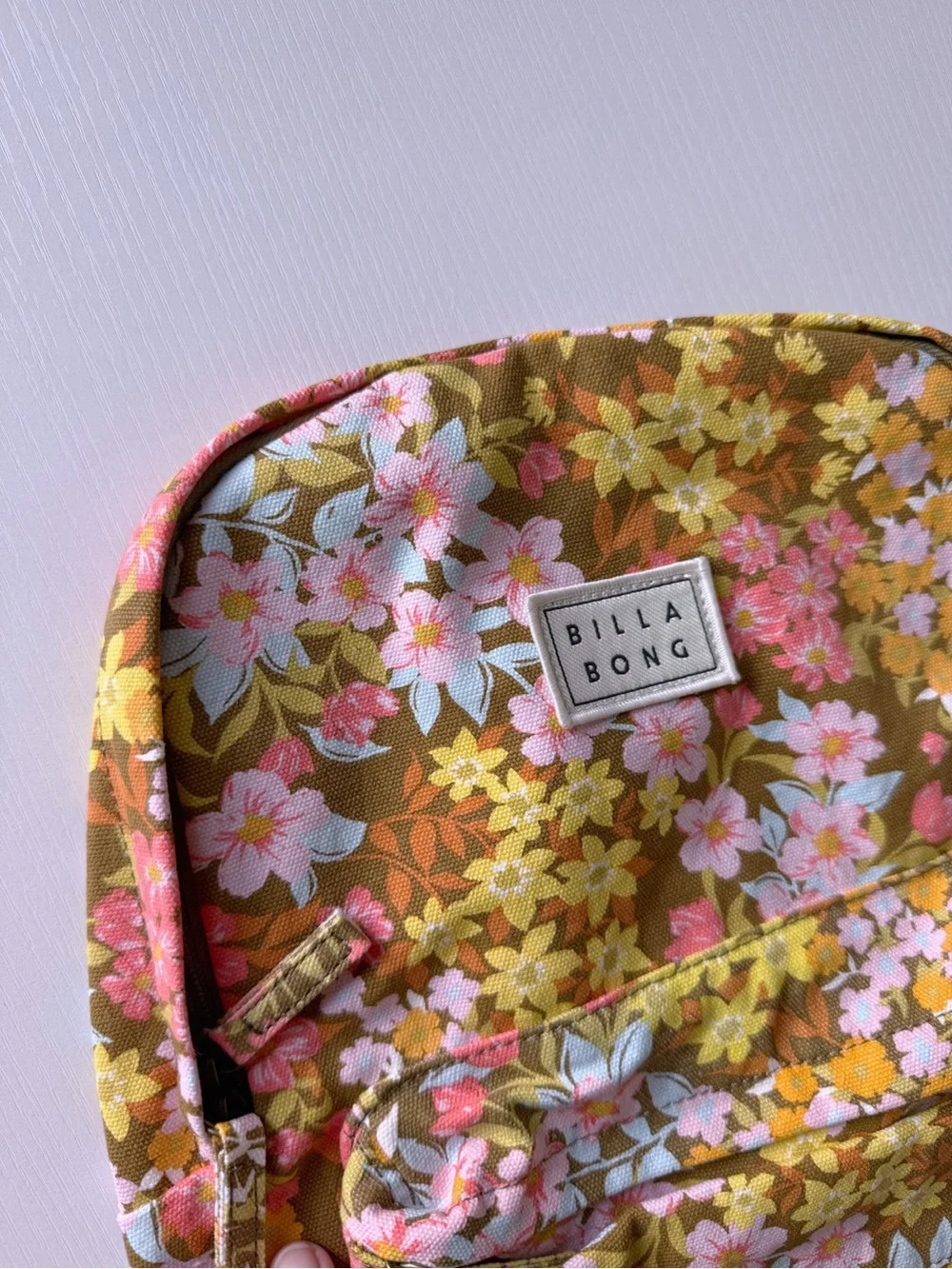 Billabong Mini Mama Jr Canvas Backpack Multi Floral Brown Yellow Pink New School